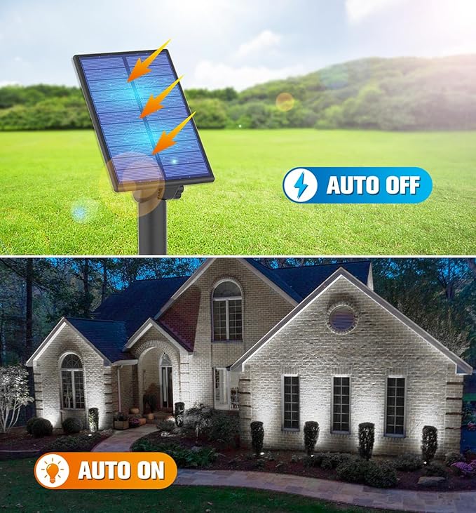APONUO Metal Solar Spot Lights Outdoor with 9.8ft Cable Solar Powered Landscape Lighting Low Voltage IP65 Waterproof Auto On/Off for Outside Garden Yard Landscape Pathway Garage-Cool White(1-in-1)-VerdiqueGarden