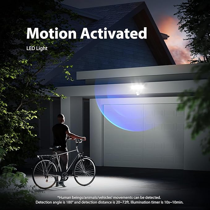 Onforu 75W LED Motion Sensor Outdoor Lights, Dusk to Dawn Flood Light Outdoor Motion Sensor, Hardwired Security Lights Floodlights Outside 7500LM 6500K Daylight IP65 Waterproof (White)-VerdiqueGarden