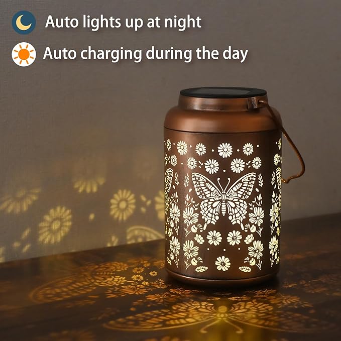 Butterfly Solar Lanterns Outdoor Waterproof - Hanging Butterflies Solar Lights Garden Decor for Outside, Birthday Gifts for Women, Mom, Mothers Day Gifts, Outdoor Decor for Patio, Yard-VerdiqueGarden