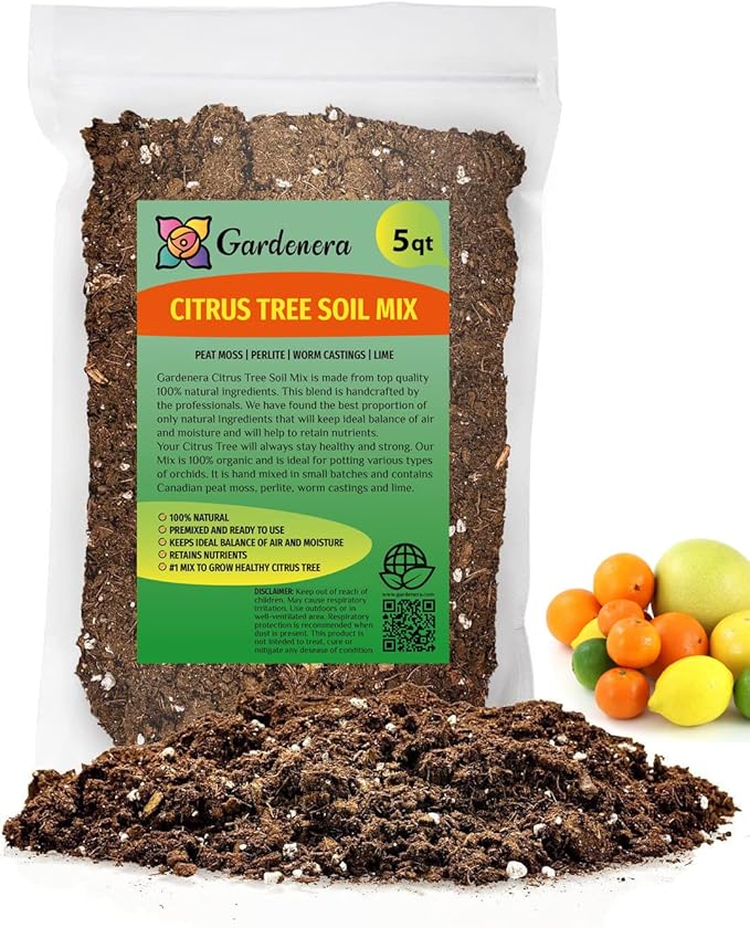 Citrus Tree Potting Soil Mix, Special Blend for Indoor Oranges, Lemons, Limes and More - (5 Quart Bag)-VerdiqueGarden