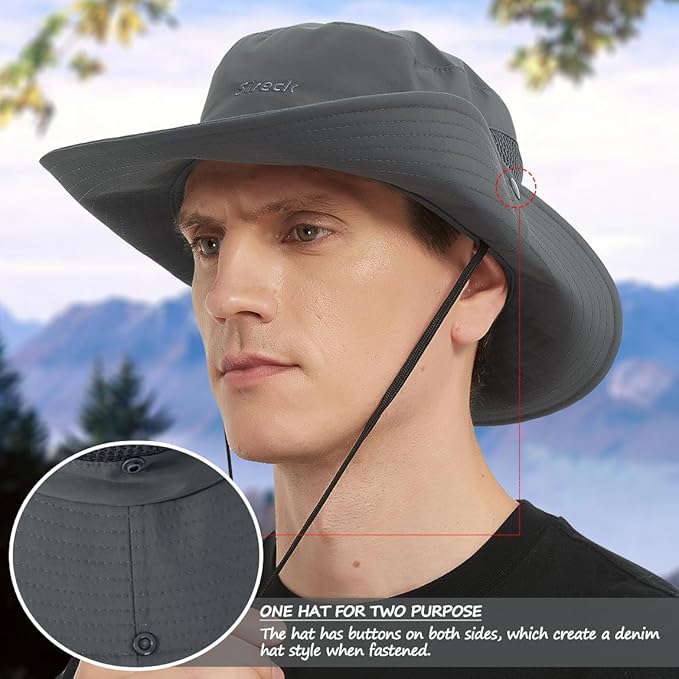 Fishing Hat, UPF50+ Wide Brim Sun Hat for Men Women, UV Protection Hiking Beach Bucket Hats Summer Safari Hat-VerdiqueGarden
