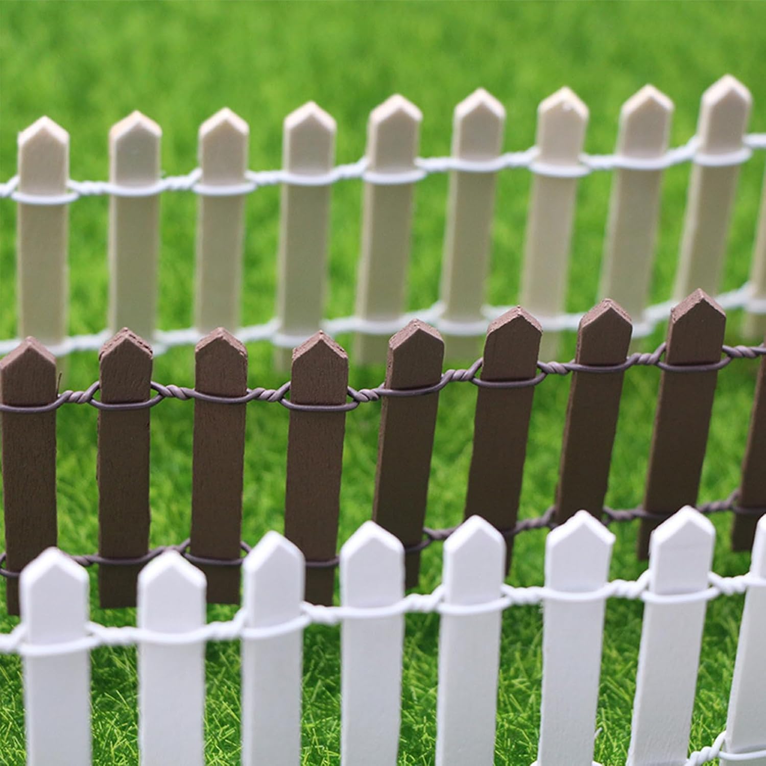 35 Inches Mini Fairy Garden Fence DIY Small Wood Decorative Picket Fence Micro Landscape Miniature Ornaments for Dollhouse, Crafts, Diorama Project, Plant Pot (Nature Wood(2 PCS))-VerdiqueGarden
