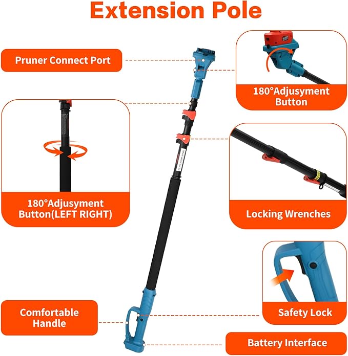 Pole Electric Pruning Shears with Portable Bag.Pole 1.6Inch(4CM) Electric Pruner for Tree Trimming Pole Tree Trimmer with 2Pcs 2000mAh Batteries(Jovant)-VerdiqueGarden