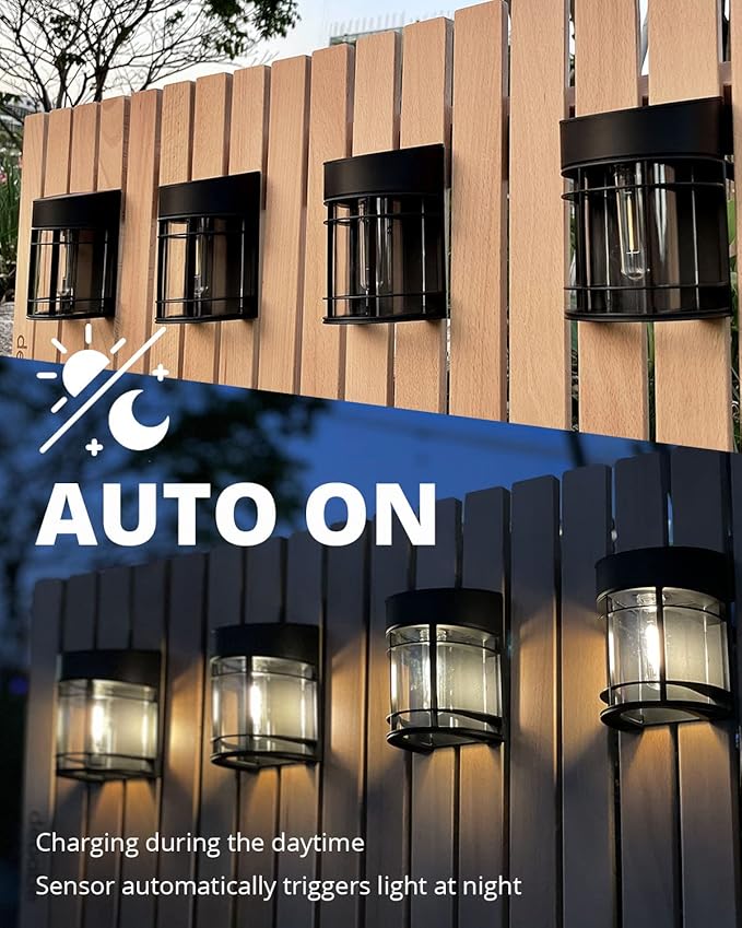 Solar Fence Lights Outdoor, 8 Pack Waterproof Solar Lights Outdoor, Outdoor Solar Light Fence Light for Garden Fence Post Step Stair Backyard-VerdiqueGarden