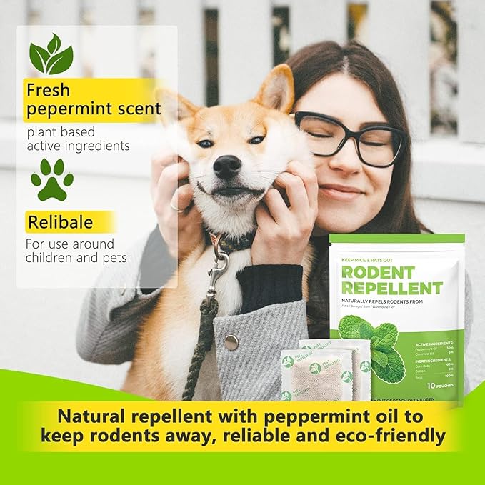 Mice Repellent Indoor, Peppermint Oil to Repel Mice and Rats, Extra-Strength Plant-Based Mice Repellent Rat Repellent for House Squirrel Repellent Rodent Deterrent for Indoor Use (Pack of 10)-VerdiqueGarden