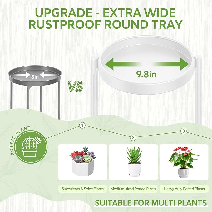 iDavosic.ly 6 Tier Large Plant Stand Indoor with 10 Inch Wide Tray, Tiered Corner Metal Outdoor Flower Display Holder Shelf, Folding Tall Rack for Patio Porch Living Room, White-VerdiqueGarden