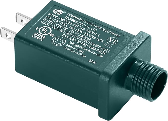 Replacement Yard Inflatable Adapter Power Supply Adaptor - 12V 1.0A 1Pcs -Inflatable Plug Replacement Class 2 Power Supply - Green - for Halloween Yard Blow Up Decorations-VerdiqueGarden