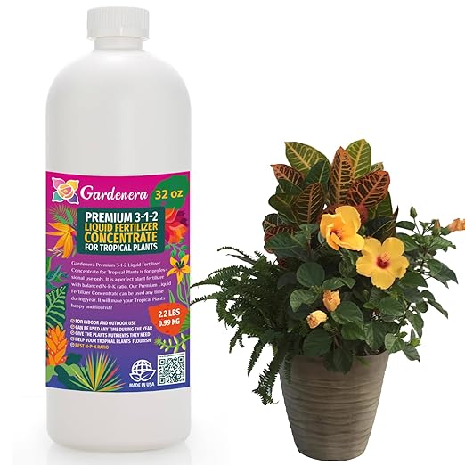 Premium Liquid Tropical Plants Plant Fertilizer - 3-1-2 Concentrate for Indoor Plants and Flowers by Gardenera | Organic Plant Food for Tropical Plants - 32oz-VerdiqueGarden