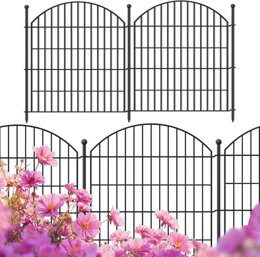 Decorative Garden Fence 32in (H) x12ft (L), 5 Pack No Dig Fence Animal Barrier for Dog, Arched Flower Bed Edging, Wire Border Panel Fencing for Yard Patio Outdoor Decor-VerdiqueGarden