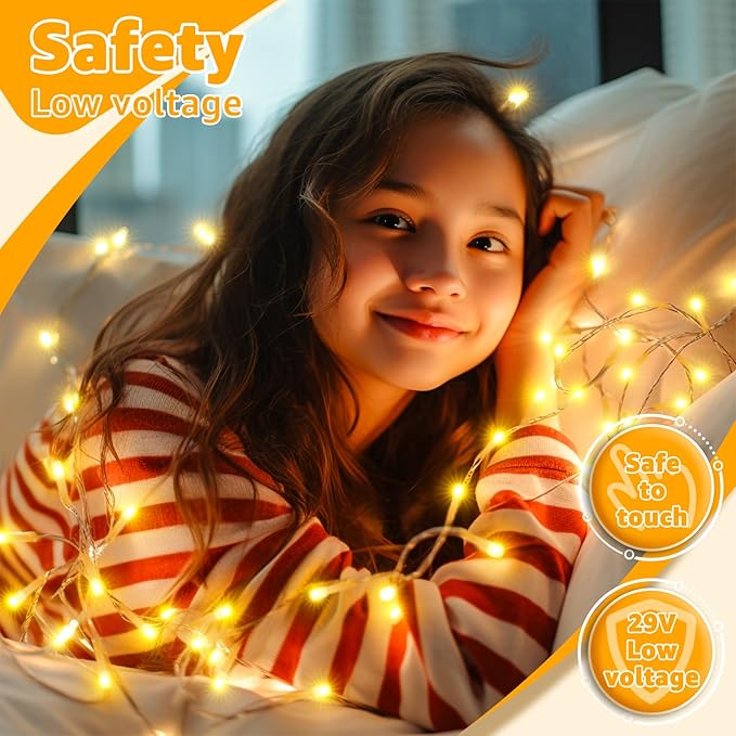 Ollny 120LED 40FT String Lights, Waterproof Connectable Fairy Lights with Timer 8 Modes, Warm White Plug in Christmas Light for Indoor Outdoor Patio Party Bedroom Classroom Decor-VerdiqueGarden