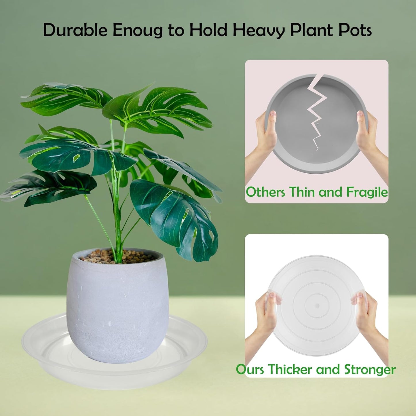 12 Pack 6 Inch Round Plant Saucers for Less 5 Inch Pot Indoors Outdoors Plant Trays for Pots Planter Saucer Plastic Plant Drip Tray Flower Planter Water Tray for Potted Plant(Clear, 6"(12pcs))-VerdiqueGarden
