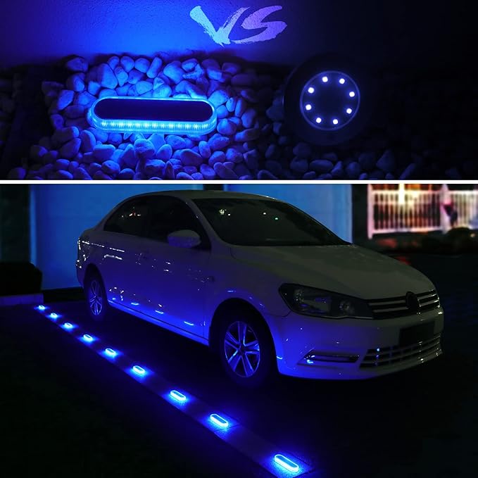 Honalia Solar Dock Lights Outdoor Waterproof IP68, Driveway Lights Solar Powered 6 Pack, Blue Solar Deck Lights Warning Concrete Step Lights for Driveway Deck Stairs Marine Dock Runway-VerdiqueGarden