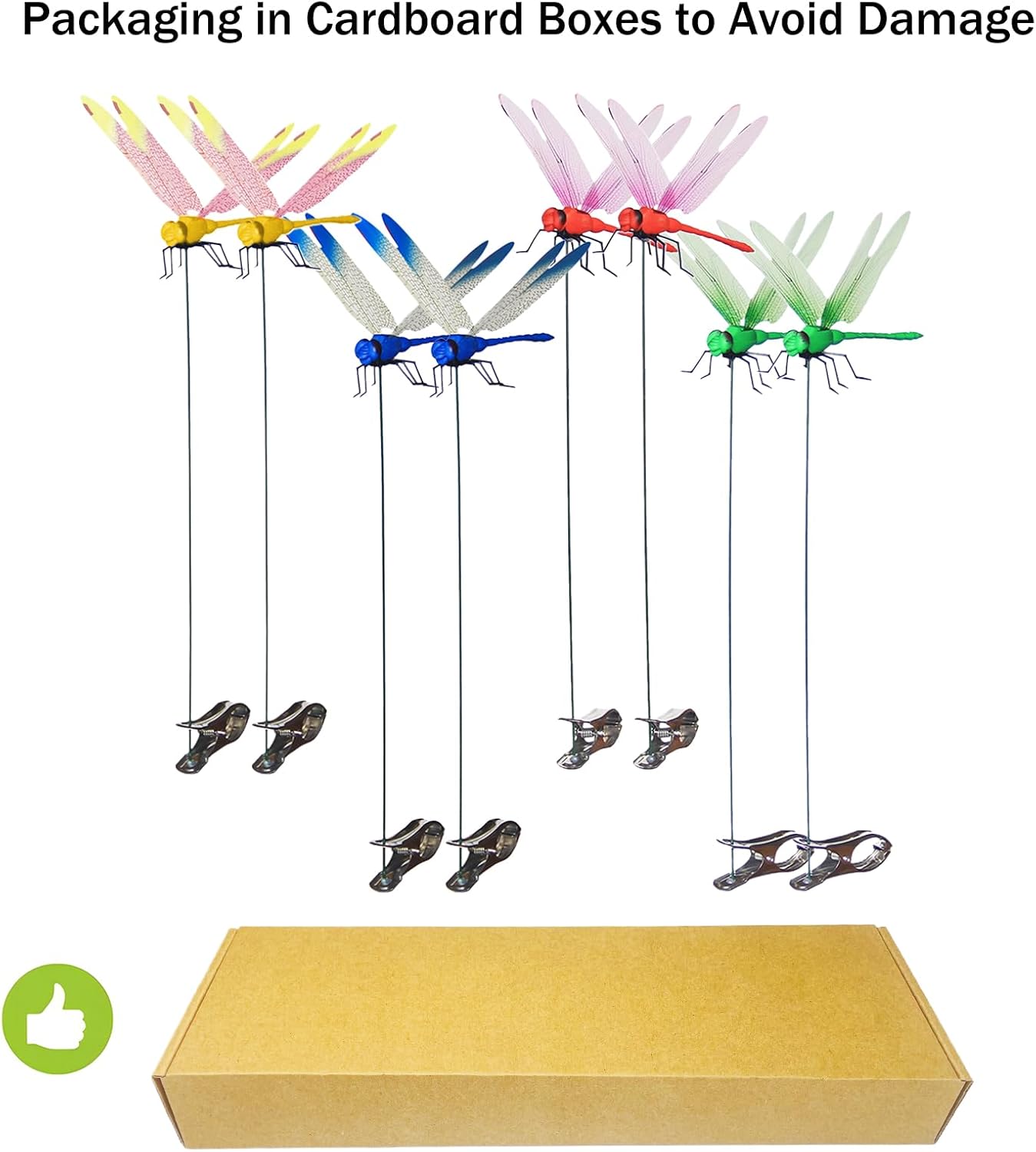 Jongdari 8pcs Dragonfly Hat Clip Realistic Fake Dragonflies Clip-On Garden Outdoor Decor Stakes Plastic Dragon Fly Clips Plant Decorations for Pot-VerdiqueGarden