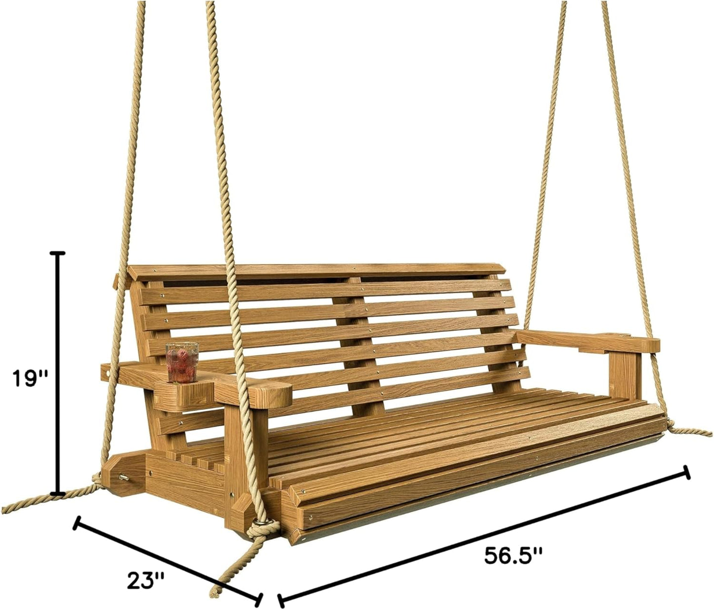 Porchgate Amish Heavy Duty 800 Lb Roll Comfort Treated Porch Swing W/Ropes (5 Foot, Birch)-VerdiqueGarden