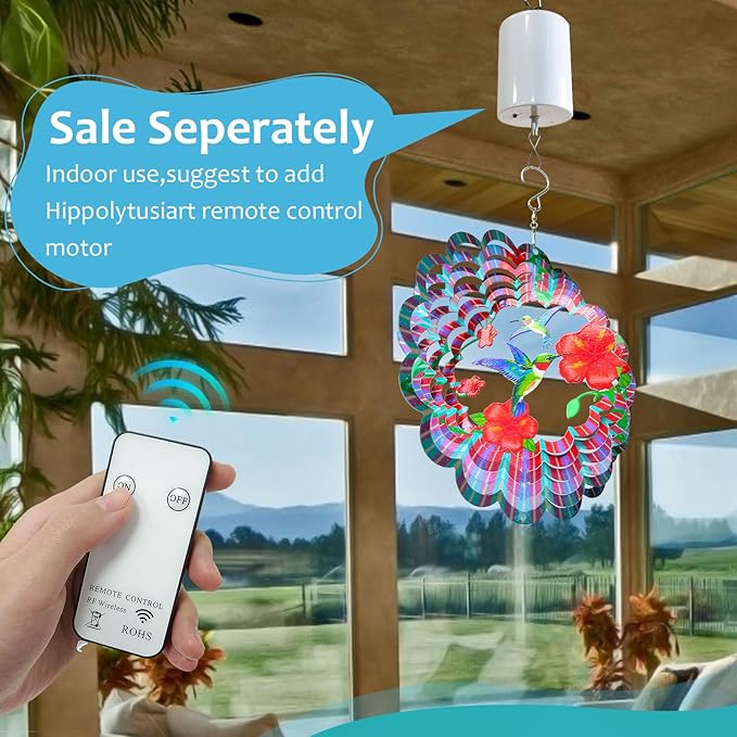 Hummingbird Wind Spinners Outdoor,6in Mandala Wind Spinner Hummingbird Gift for Women Men,Wind Spinner for Yard and Garden,Wind Sculpture for Yard Art Decorations,Christmas Decoration-VerdiqueGarden