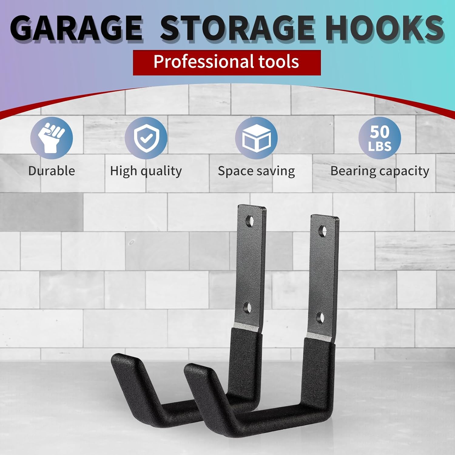 Heavy Duty Wall Mount Hooks, Utility Hooks, Tool Organizer - Steel Garden/garage Hose Hanger U Hooks (2, Small)-VerdiqueGarden