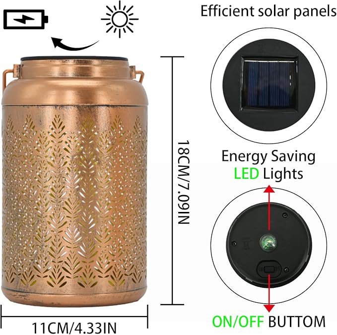 2 Pack Solar Lanterns Outdoor Waterproof - Birthday Gifts for Women, Men, Mom, Solar Lights Outdoor Hanging Garden Decor for Outside, Patio, Outdoor, Yard, Lawn, Balcony Grass-VerdiqueGarden