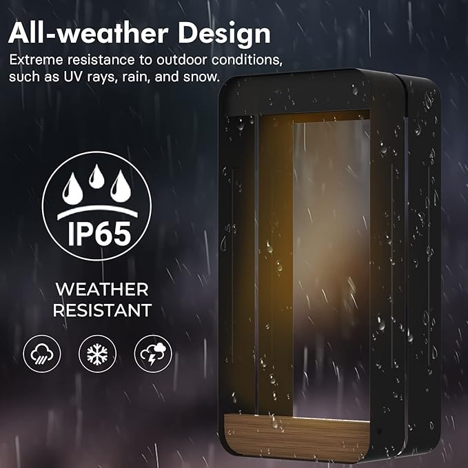 Grand patio Outdoor LED Solar Power Wall Sconce Shelf Planter, Waterproof Decor Wall Lamp Light for Porch, Patio. Solar Energy, Black(L-Rectangle)-VerdiqueGarden