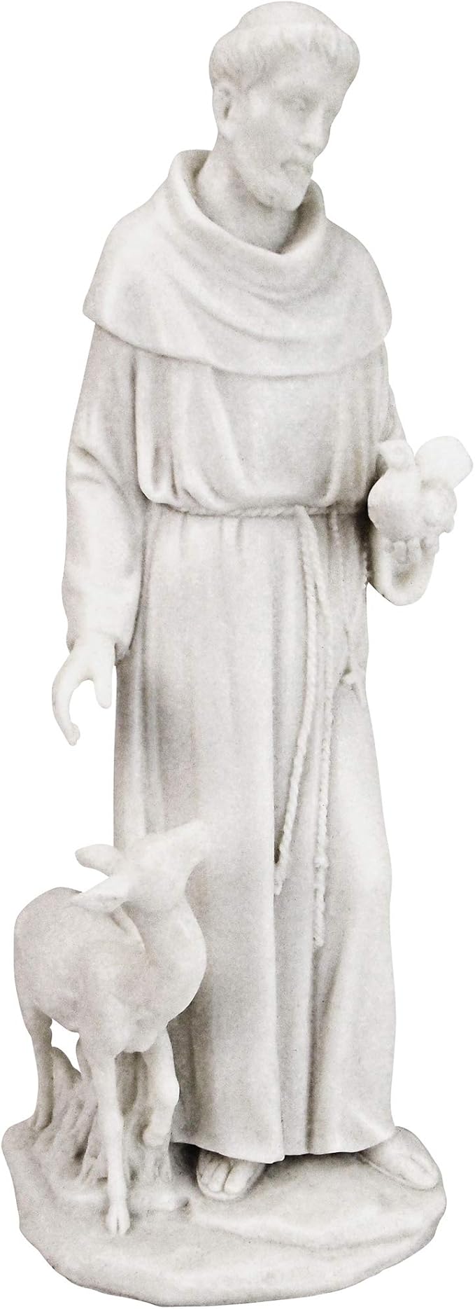 Design Toscano Francis of Assisi, Patron of Animals Religious Statue Figurine, 11 inches tall, Cast Marble Resin, White Finish-VerdiqueGarden