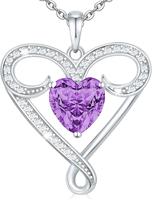 Infinity Necklace for Women, 925 Sterling Silver Heart Necklace with 5A Zircon, White Gold Plated Adjustable Chain, Gift for Valentine's Day, Birthday, Anniversary for Wife, Girlfriend, Mom