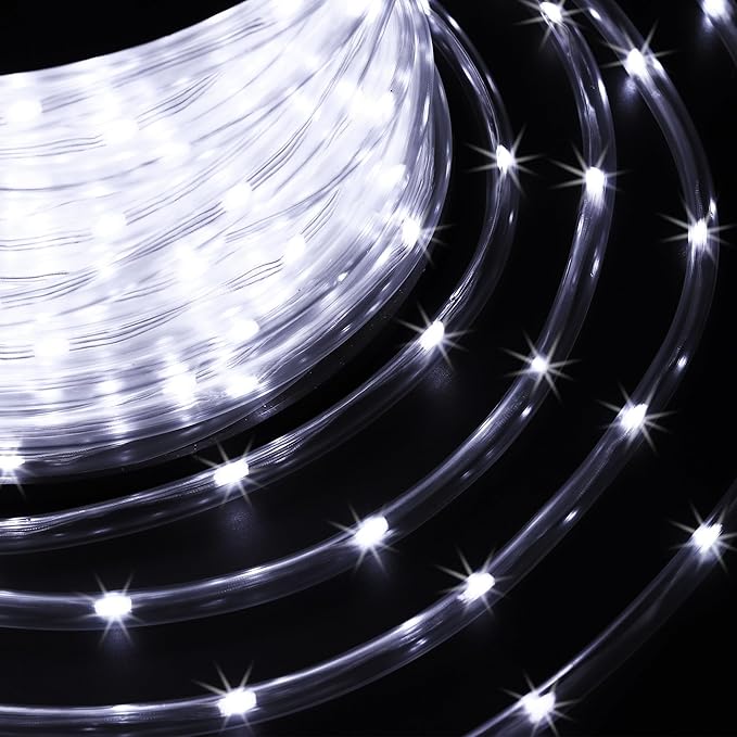 LED Rope Lights for Outside 100Ft Waterproof Rope Lighting 429 LEDs 110V 8 Modes Remote Control Timer Christmas Rope Lights for Indoor Outdoor Party Holiday Garden Decoration (White)-VerdiqueGarden