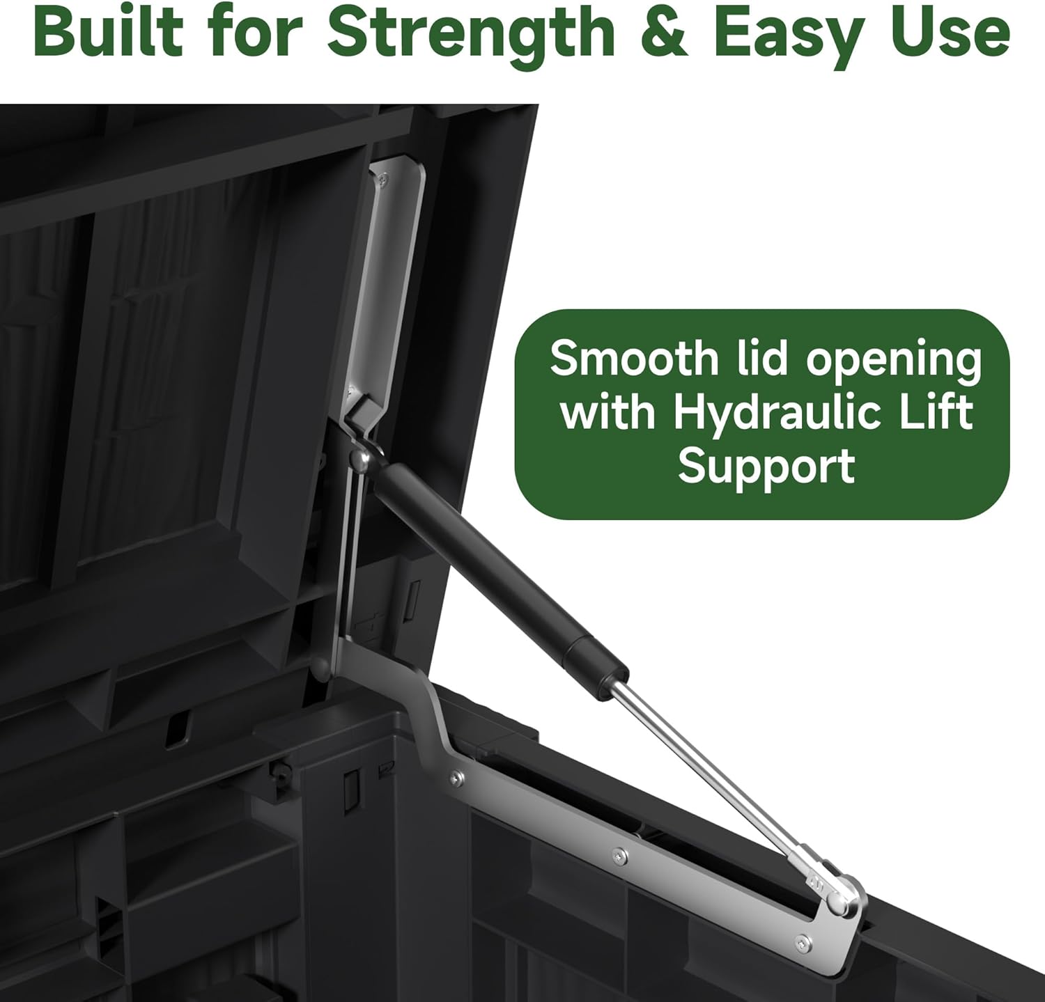 180 Gallon Outdoor Storage Box Waterproof, UV Resistant Resin Deck Box with Hydraulic Rod, Reinforced Stability for Patio, Garden, and Pool, Striped Black-VerdiqueGarden