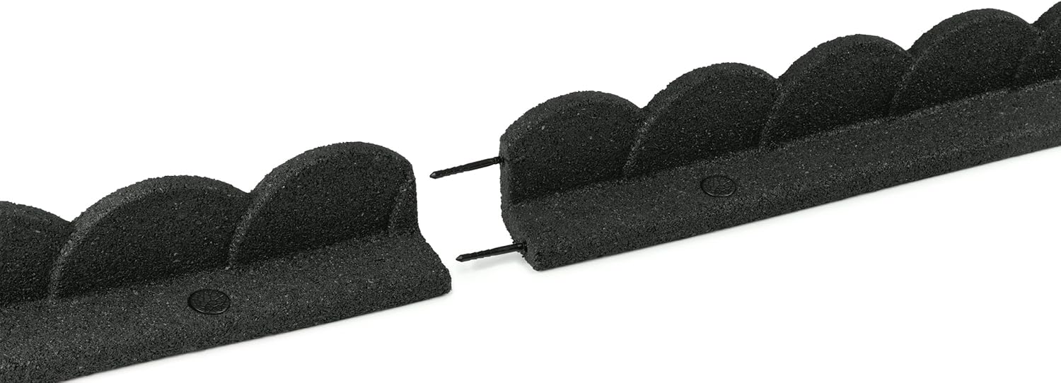 Playsafer L Shaped Flexible Rubber Scalloped Edger for Lawns Landscaping and Playground | Easy No Dig Installation| 4' Long (4, Dark Gray)-VerdiqueGarden