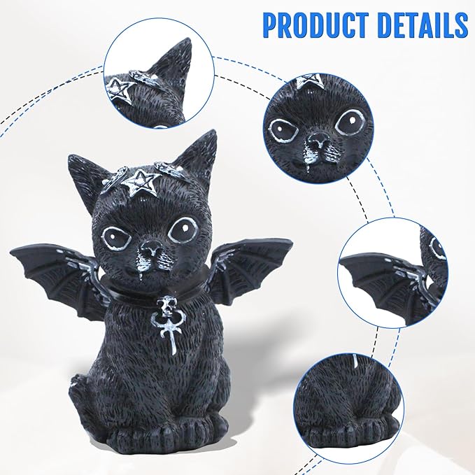 4PCS Set Cats Garden Decor Cat Gnome Statues for Outdoor Halloween Cat Figurine Cat Lover Idea Cute Cat homedecor Waterproof Figurines Lawn Ornaments-VerdiqueGarden