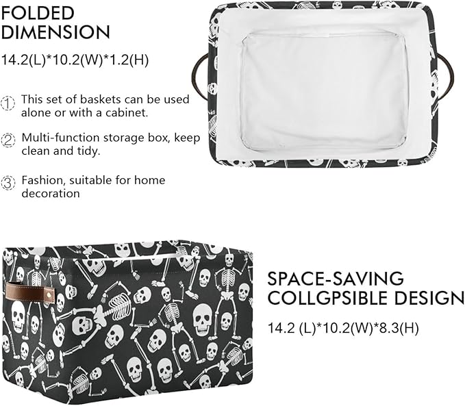 Skull Rectangular Storage Basket Organizer Bin Shelf Baskets For Clothes Gifts For Home Office Dorm-VerdiqueGarden