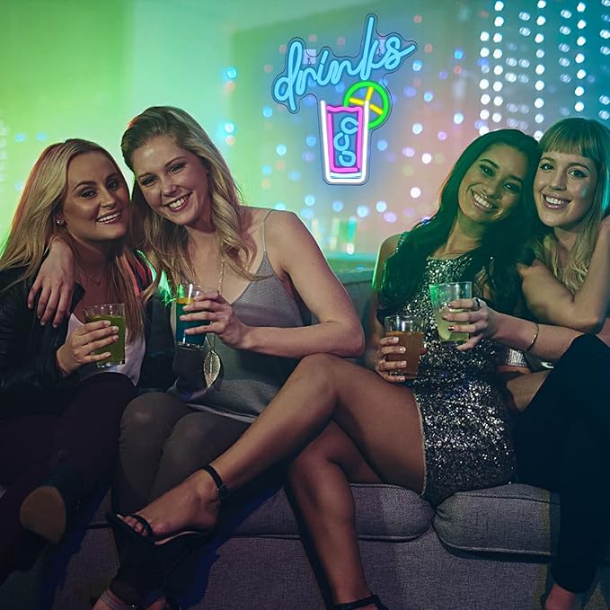 WLHOPE Drinks Neon Signs Cool Drink Cup LED Neon Lights for Wall Decor, USB Cocktail Art Wall Lights for Home Bar Club Hotel Restaurant Cafes Shops Wedding Birthday Party-VerdiqueGarden