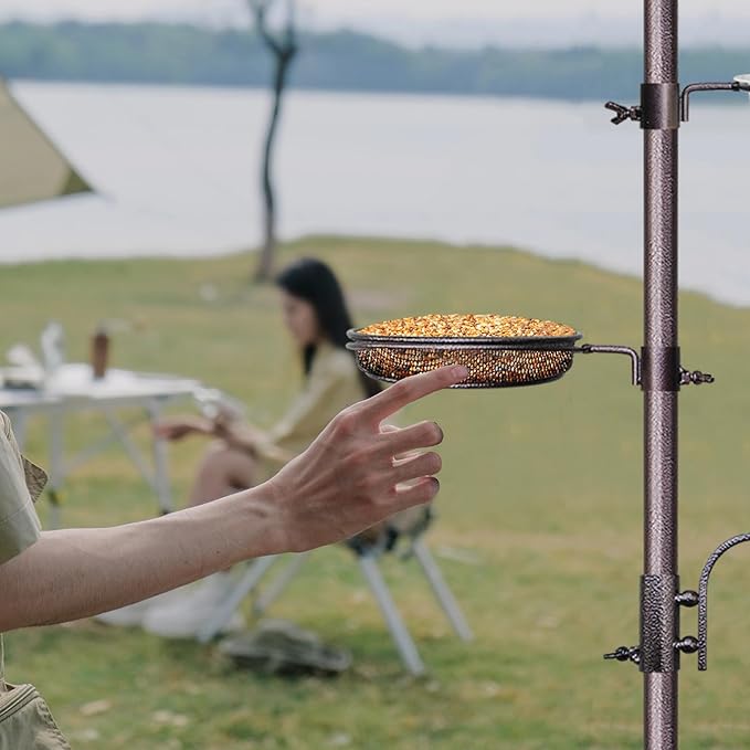 Bird Feeder,91in 4 Hook Bird Feeder Pole with Squirrel Baffle,Bath and Mesh Tray,Steel Multi-Feeder Kit Stand for Attracting Wild Birds, Easy Assembly for Courtyards (Weld, Black 91IN)-VerdiqueGarden