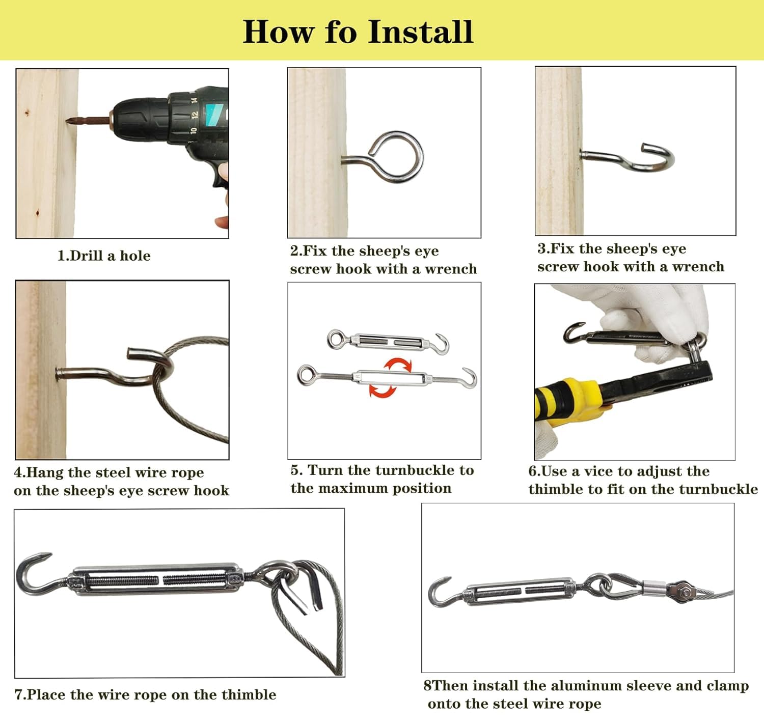 1/8" Stainless Steel Cable,100ft Wire Rope Kit Turnbuckles for Cables Wire, 7x7 Strand Core 3/32" Overmolded to 1/8" Metal Cable for Outdoor Hanging Kit,Garden Fence,Decor, Plant Hanger-VerdiqueGarden