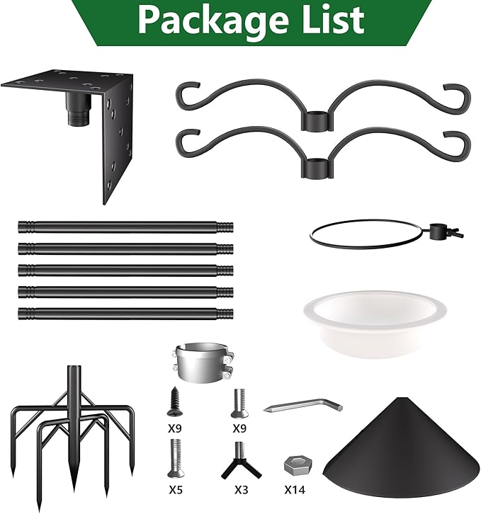 Bird Feeder Pole Stand,95 Inch House Pole for Outdoors Weather Station,Heavy Duty Metal Mount Kit Adjustable Multifunctional Bird Feeder Stand-VerdiqueGarden