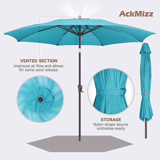 10ft Outdoor Patio Umbrella - Table Umbrella Waterprool UV Protection, Sombrillas de Patio with Push Button Tilt&Crank, Sun Umbrella for Pool, Porch, Garden, Deck, Backyard(Sky Blue)-VerdiqueGarden