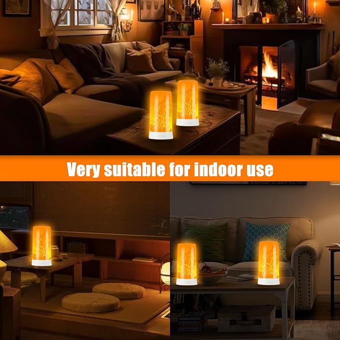 Bestview LED Flame Lights with Remote & Timer,4 Modes USB Rechargeable Battery Operated Fire Flickering Flameless Candles Campfire Table Lamp for Halloween,Christmas,Indoor&Outdoor Decoration (2 Pack)-VerdiqueGarden