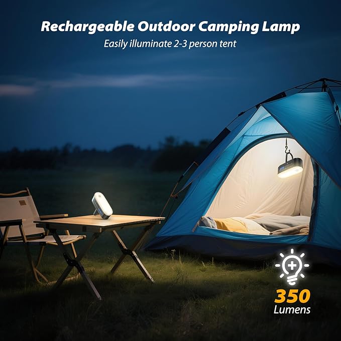 Motion Sensor Camping Lights,Rechargeable Camping Lantern, Portable Hanging Tent Lights,IPX5 Waterproof Emergency Light for Outdoor,SOS Mode Hurricane Power Outages,Magnet Work Light,1 Pack-VerdiqueGarden