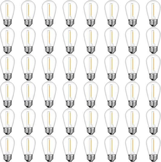 48 Pack Shatterproof LED Replacement Bulbs for Outdoor String Lights, S14 Edison Bulbs for Patio String Lights Outdoor Waterproof, Warm White 2200K, Dimmable, E26 Standard Base-VerdiqueGarden