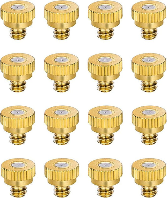Aopin G 3/16 Brass Misting Nozzles 0.8mm / 0.03" Orifice Atomizing Mister Sprayer Nozzle Suitable For Outdoor Cooling,Garden Irrigation,Fountain, Crop Nutrient Injection, Greenhouse 16 Pcs-VerdiqueGarden