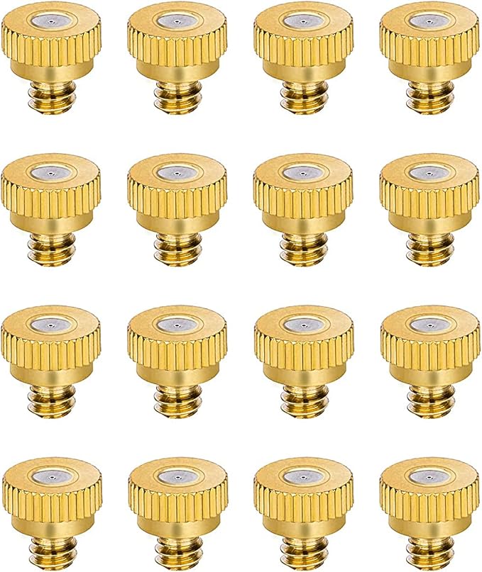 Aopin G 3/16 Brass Misting Nozzles 0.4mm / 0.015" Orifice Atomizing Mister Sprayer Nozzle Suitable For Outdoor Cooling,Garden Irrigation,Fountain, Crop Nutrient Injection, Greenhouse 16 Pcs-VerdiqueGarden