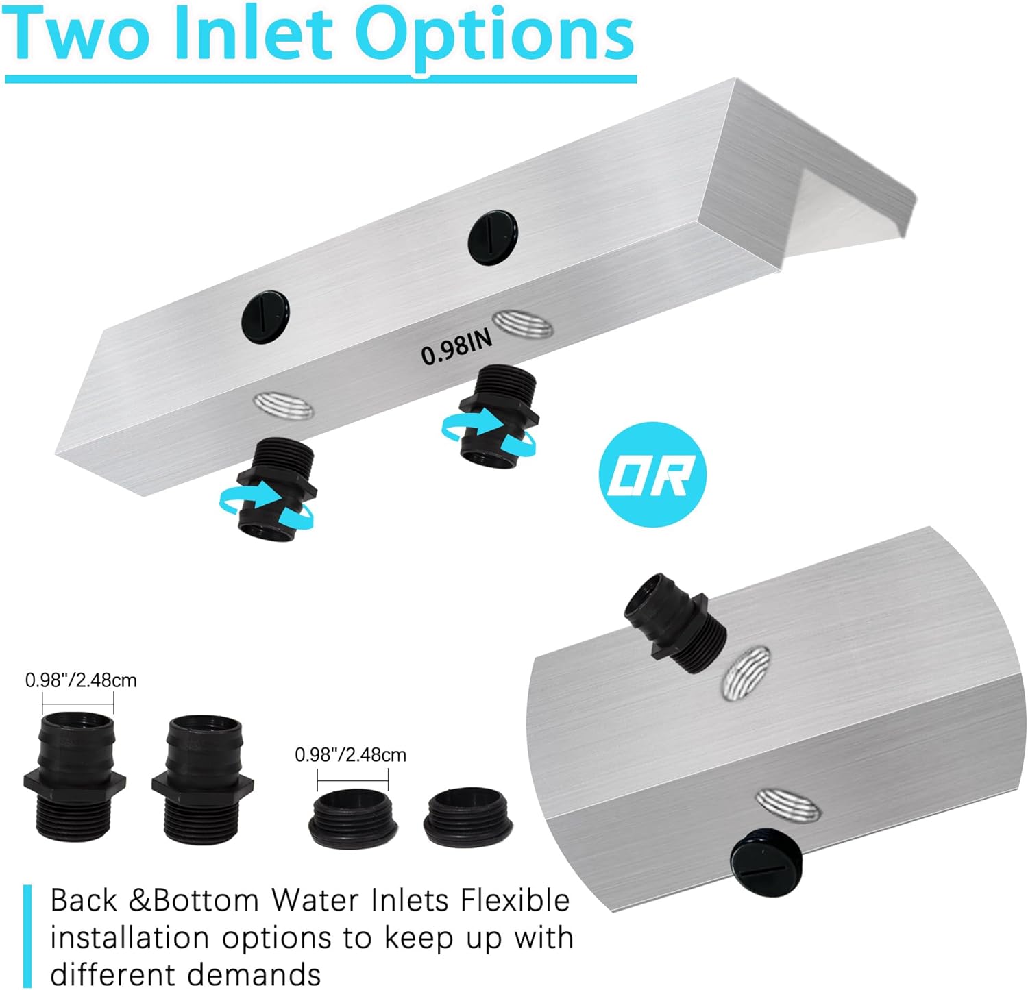 Waterfall Spillway Fountain 304 Stainless Steel Water Pool Fountain with Wider Water Flow Platform,Pool Waterfall for Outdoor Garden and Patio Decorations(35.5 Inch)-VerdiqueGarden