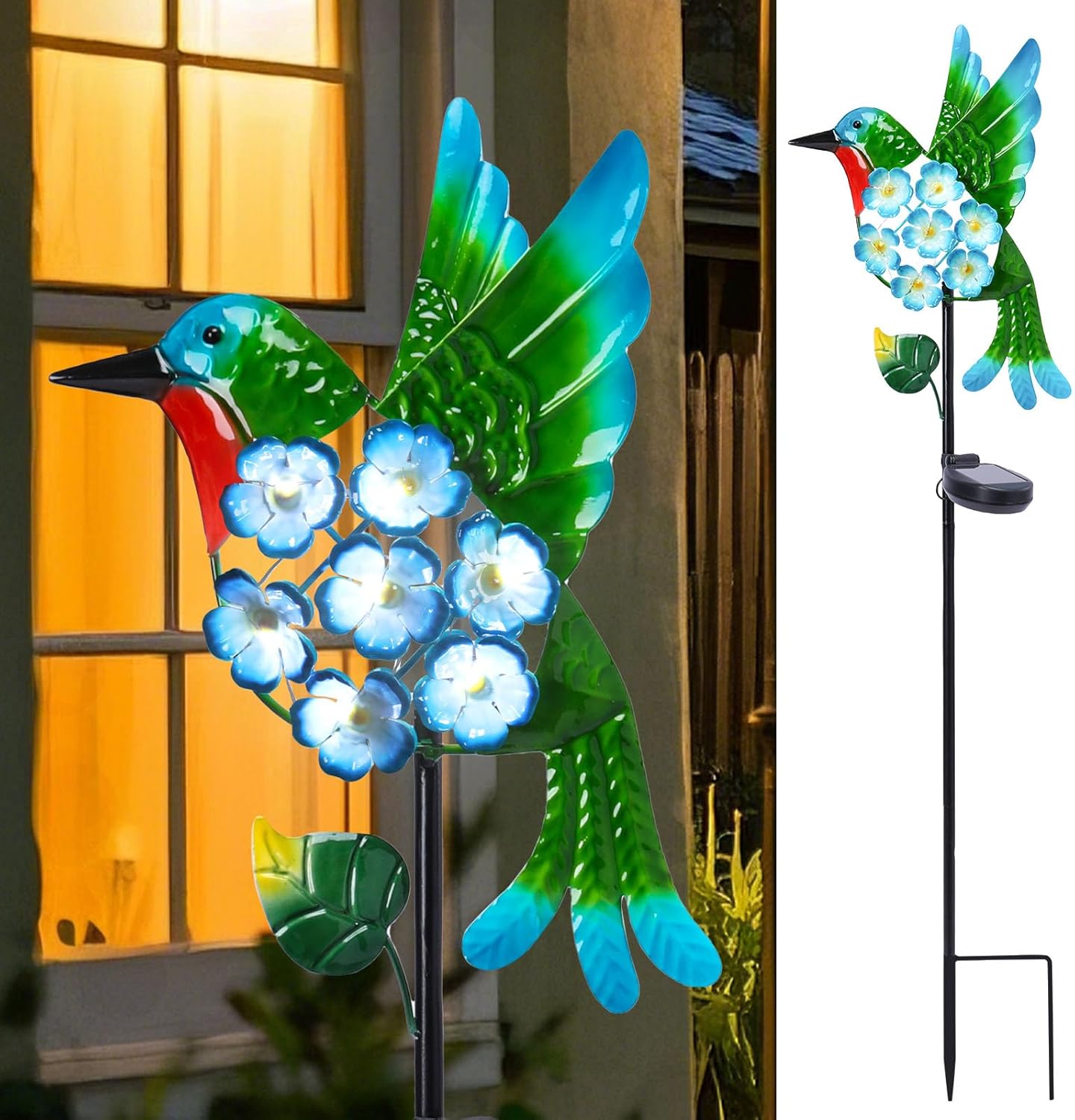 Solar Lights Outdoor Decorative Metal Solar Hummingbird Waterproof LED Metal Waterproof Garden Stake Lights for Walkway Pathway Lawn Patio Yard Decorations-VerdiqueGarden