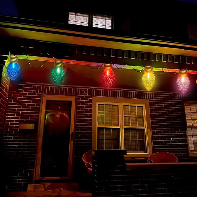 Jumbo Multicolor Christmas String Lights,16FT Jumbo Christmas Hanging Lights with 10 5'' LED C9 Large Strawberry Multicolor Bulbs, Hanging Christmas Decorations Lights for Home Tree Roof Yard Garden-VerdiqueGarden