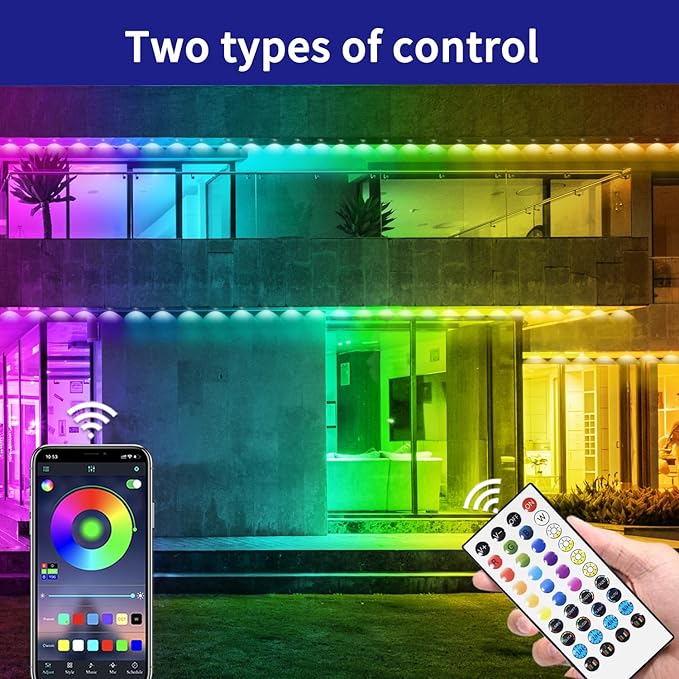 100ft Permanent Outdoor Light,RGB Eaves Lights with App Control Remote,DIY IP67 Waterproof Under Eave Lighting,Outside led Lights for Christmas,Garden,House Decorations-VerdiqueGarden
