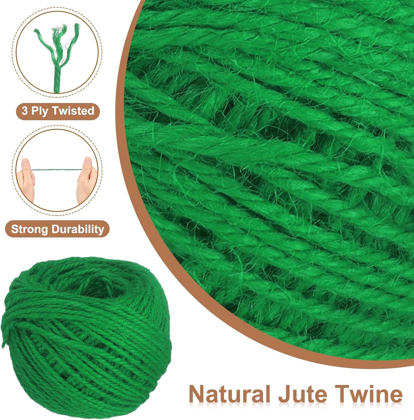 uxcell 164 Feet Natural Jute Twine String,3mm Thin Garden Twine Rope Colored Plant String Cord for DIY Art Crafts Gift Wrapping Decoration Packing Gardening Plant Hanger,Green-VerdiqueGarden