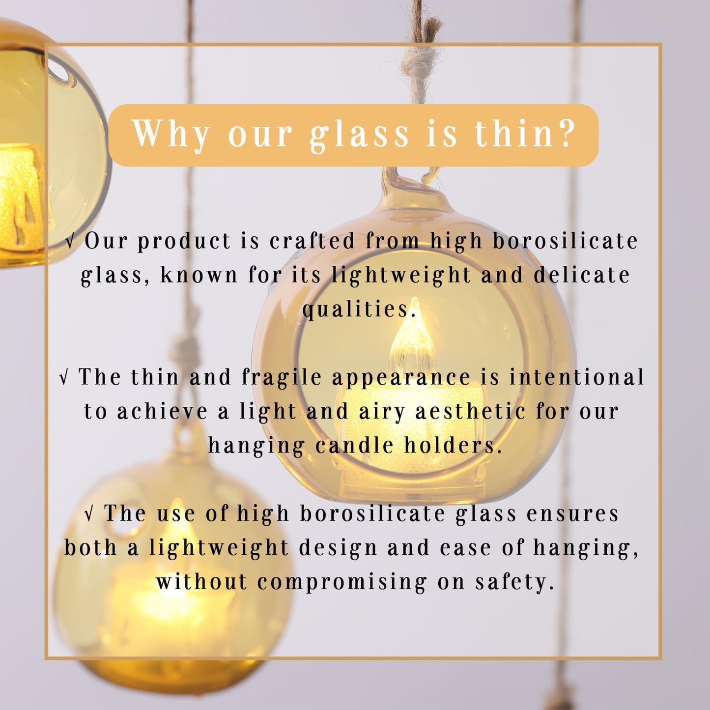 LETINE Assorted Amber Glass Orb Set (12pcs) with 2.17" & 1.93" Spheres - Versatile Tea Light Candle Holders & Air Plant Holders for Boho Wedding Decor-VerdiqueGarden