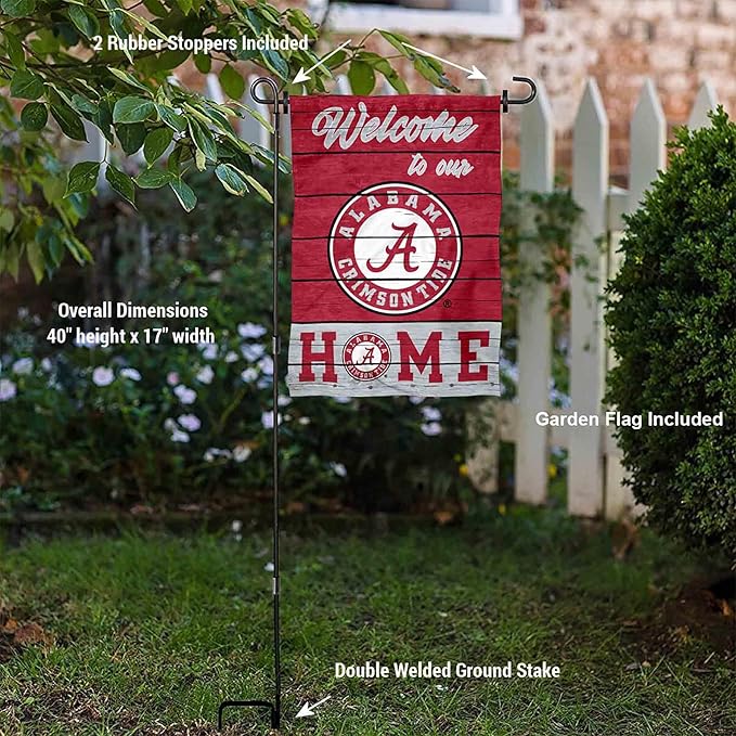 College Flags & Banners Co. Alabama Crimson Tide Welcome to Our Home Garden Flag with Stand Holder-VerdiqueGarden