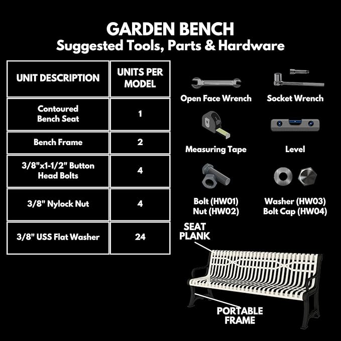 Heavy-Duty Outdoor Bench Thermoplastic Coated, Slated Steel, Commercial-Grade Garden Bench, Made in America (Portable with Back, 6 Ft, Textured Grey)-VerdiqueGarden