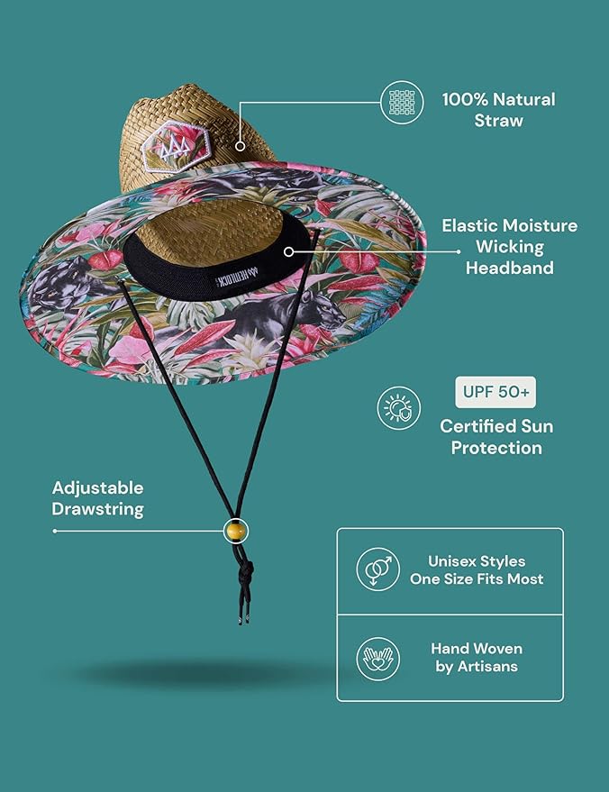 Straw Hat for Men & Women | Lifeguard Hat, Beach Hat & Sun Hat | UPF 50+ Wide Brim for Sun Protection | One Size | Hemlock-VerdiqueGarden