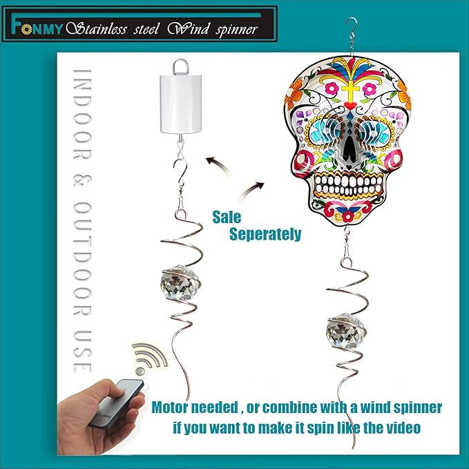 FONMY Gazing Ball Spiral Tail -Decorative Wind Spinner Sun Catcher 11 inch Tail and 2 inch Clear Crystal Orb. Indoor Outdoor Garden Decoration -13 inch Height-VerdiqueGarden