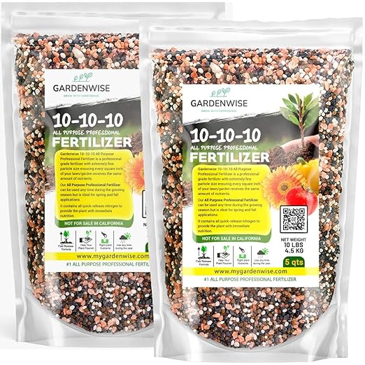 10-10-10 All-Purpose Professional Fertilizer Plant Food for Indoor/Outdoor Gardening; Premium Shrub, Tree, Flower, Vegetable and Lawn Fertilizer; Quick-Release Nitrogen (20 QUARTS)-VerdiqueGarden